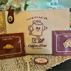 Coach Coffee Shop Pouch and pins